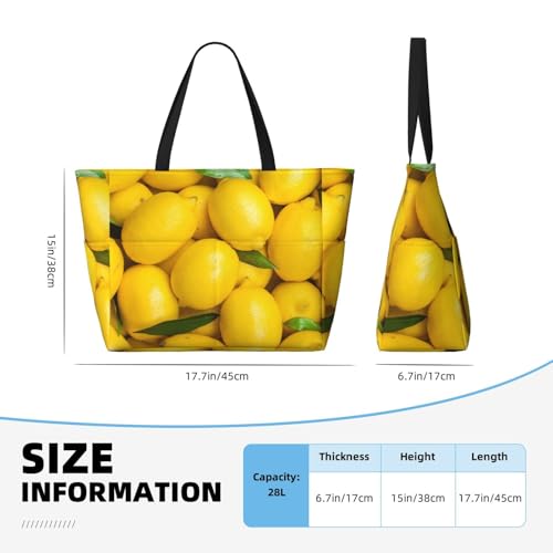 Lemon Large Beach Bag for Women Travel Tote Bags with Zipper and Pocket for Pool Gym Camping2