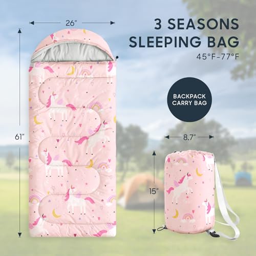 Wake In Cloud - Bolsa de Dormir para Niñas, Toddler, Ligera y Compacta para Camping en 3 Temporadas, Diseño de Unicornio Celestial miniatura 2