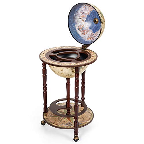 GIANTEX Globusbar met 3 rollen, barwagen, wereldbol, cocktailbar met bodemplaat, huisbar, minibar, tafelbar… - Image 8