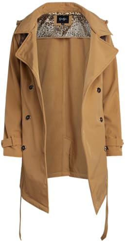 Jessica Simpson Womens Softshell Jacket - Lightweight Waterproof Polar Fleece Lined Hooded Long Belted Trench Coat2