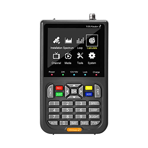 HEALBYBLE Compteur de Signal Satellite numérique amélioré TV DVB-S/S2/S2X récepteur détecteur Sat 4000mAh détecteur de Signal Satellite de Grande capacité,Longue Veille