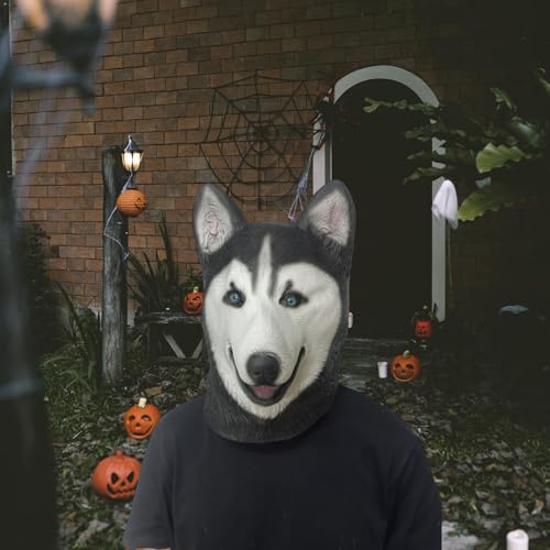 Colcolo Hundekostüm-Maske, Halloween-Latex-Maske, realistische Gruselmaske, Hunde-Cosplay-Requisiten für Cosplay-Neuheiten, Festivals, Kostümpartys, Heiser