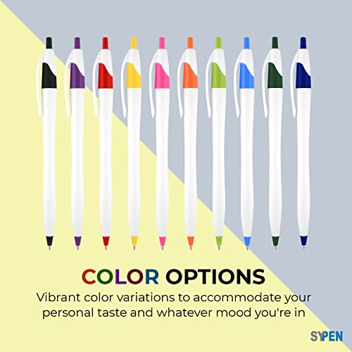 SyPen Personalized Pens With your Custom Logo or Text-500 Pack Bulk-for Businesses, Parties, and Events, Custom Printed Slim Ballpoint Click Pens, Assorted Trim Colors, Black Ink - Thumbnail 3