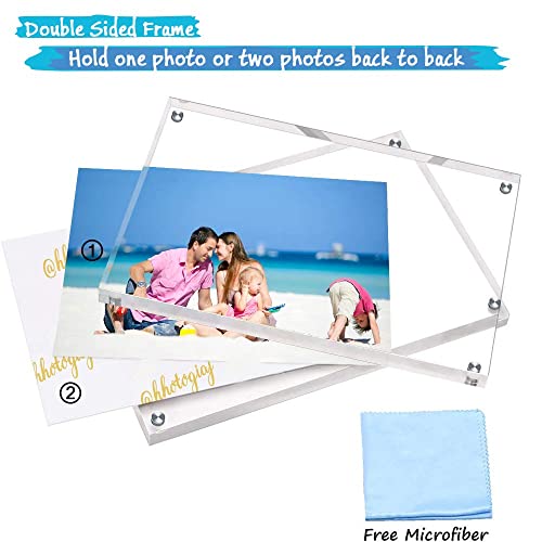 Acrylic 5X7 Clear Acrylic Picture Frames, Magnetic Picture Frames With Gift Box Package, Double Sided Acrylic Photo Frames Stand In Desk Or Table, Pack Of 5（Bonus Microfiber Cloth + 5 Pack Stand） #TOP5