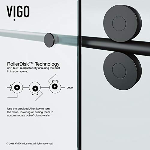 Vigo Adjustable 64-68 In. W X 73.5 In. H Elan Frameless Sliding Rectangle Shower Door With Clear Tempered Glass And St. Steel Hardware In Matte Black Finish With Reversible Handle - Vg6041Mbcl6874 #TOP7