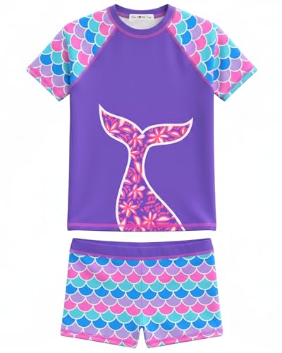 Image of weVSwe Girls Rash Guard Set 2-Piece UPF 50+ Sun Protection Swimsuit 2T-14 Years
