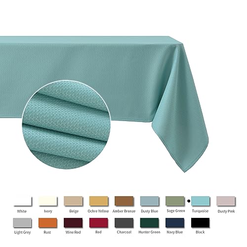 maxmill Jacquard Square Tablecloth Stain Resistant Waterproof Wrinkle Resistant Washable Soft Table Cloth, Fabric Table Cover for Dining Room, Indoor and Outdoor Use, 52 x 52 Inch, Turquoise