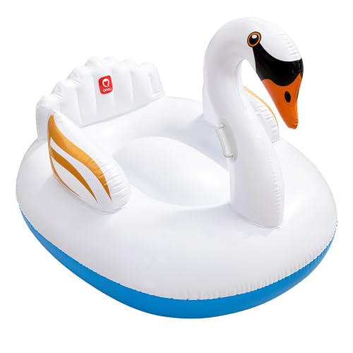 QPAU 58 Swan Pool Float, Classic White Inflatable Pool Float for Adults & Kids, 2-Person Pool Float with 300 lb Capacity, Pool Lounger Float for Swimming Pool, Beach & Lake, Medium