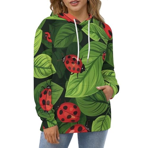 Sweat à capuche feuilles vertes confortable contre le froid en taille S - 2