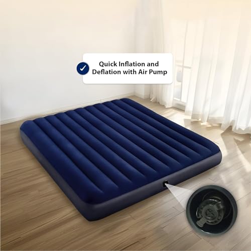 Image of HACER Inflatable Air Bed Portable Mattress Quick Inflation /Deflation Blow Up Double Beds for Home Camping Travel (Dark Blue)