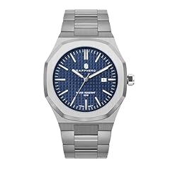 Silvery strap/blue face