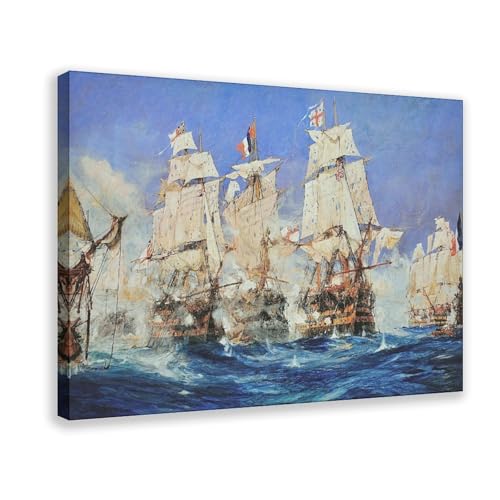 Bataille de Trafalgar Charles Edward Dixon cadre à suspendre déco murale 50x76