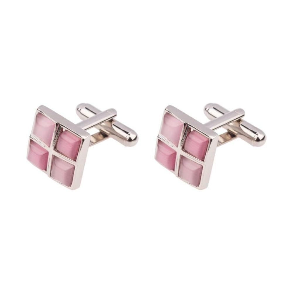 Pink Stone Square Cufflinks – Stylish Business & Wedding Formal Wear-image-15