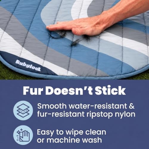 Image of Travel Dog Bed (42 inch x 30 inch) - Foldable & Packable for Travel, Road Trip, Camping - Lightweight, Water Resistant & Cozy Soft Padding - Compact, Portable & Machine Washable - Medium & Large Breeds: Blue