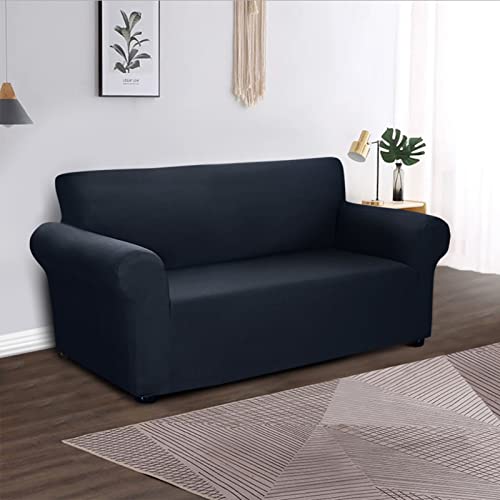 Housse de canapé 2 places en élasthanne extensible couleur café lavable - 3