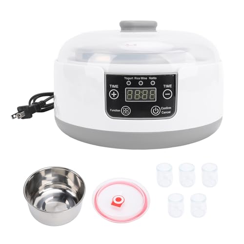 Electric Yogurt Maker Machine 1.2L | Homemade Yogurt & Natto Maker with 5 Jars | Stainless Steel Liner for Wholesome Breakfast/Snacks/Desserts | Easy Maintenance & Economical