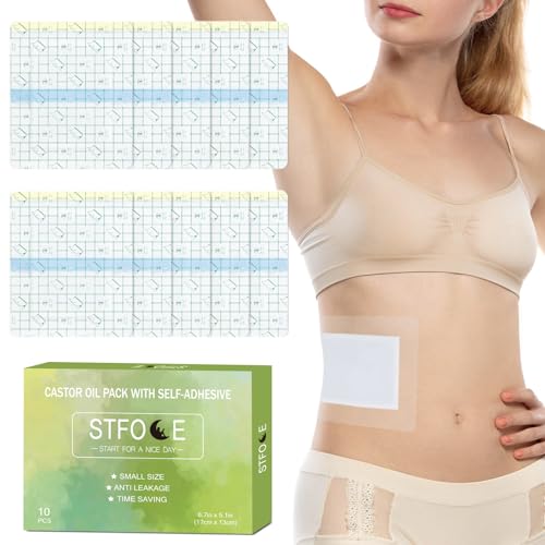 STFOCE 10pcs Castor Oil Pack Wrap, Transparent Film Castor Oil Pack, Castor Oil Pack Wrap Organic Cotton, 6.7