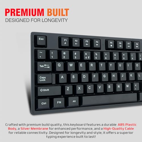 Image of Amkette Lexus Neo Keyboard for Laptops, PCs, and USB-Compatible Devices | UV-Coated, Long-Lasting, Anti-Fade Keys | Spill-Resistant Design | Multimedia Keys | Comfortable Typing (Black)