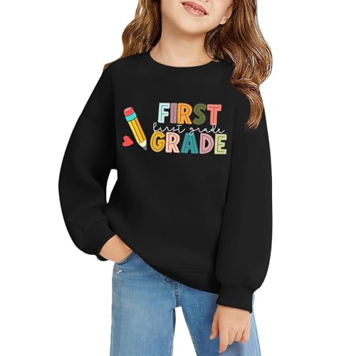 Girls Sweatshirt Crewneck Kindergarten Sweatshirt for Teen Long Sleeve Kids Cotton Pullover Back to School Outfits