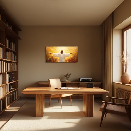 SERIMINO Christian Jesus Large Wall Art, Christ with Open Arms Canvas Painting, The Risen Lord in Radiance Wall Pictures, Religious Believers Home Wall Decor Living Room Bedroom Art Prints 20"X40"