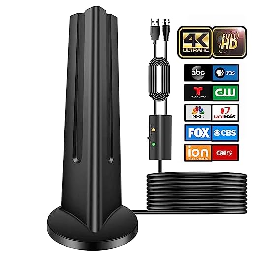TV Antenna, 2022 Newest HDTV Indoor Digital TV Antenna 130 Miles Range with Amplifier Signal Booster 4K HD Free Local Channels Support All Television -10ft High Performance Coax Cable