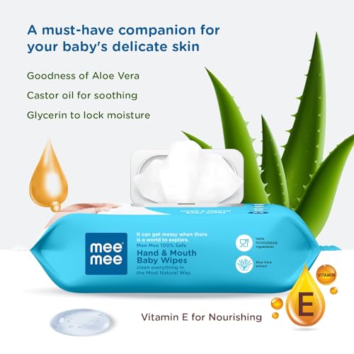 Image of Mee Mee Soft Gentle Baby Wet Wipes (72 Wipes) Pack of 2 | Infused with Aloevera and Vitamin E | Paraben & Sulfate Free | Cleansing Wipes | Wipes Combo for Babies