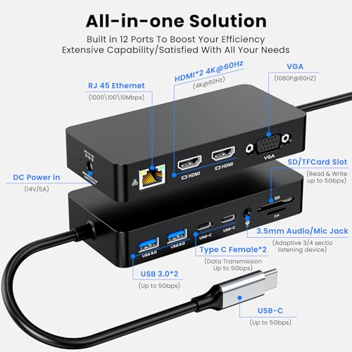 Surface Thunderbolt 4 Dock para portátiles Surface Laptop y Surface Go con concentrador multi-puerto 3
