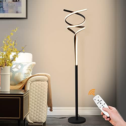 ZxWLife LED Modern Floor Lamp for Living Room, 40W/2500LM Infinitely Dimmable and Color-Changing Bright Floor Standing Lamp,63 inches Large Black Floor Tall Lamp for Bedroom Office with Remote