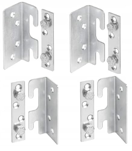 SAZ Herrajes para cama y cama, conector de metal, 4 unidades, con tornillos