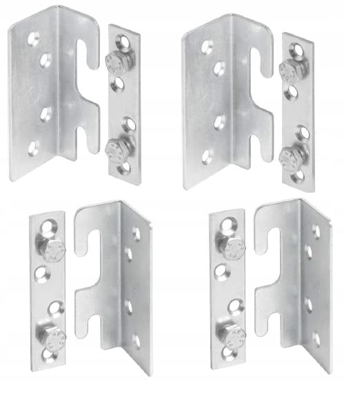 SAZ Herrajes para cama y cama, conector de metal, 4 unidades, con tornillos