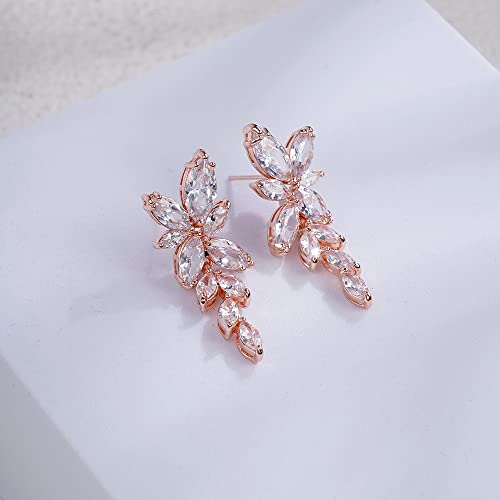 JWICOS Cubic Zirconia Bridal Earrings Elegant Wedding Earrings for Brides and Bridesmaids Crystal Formal Drop Earrings for Women and Girls Gifts4