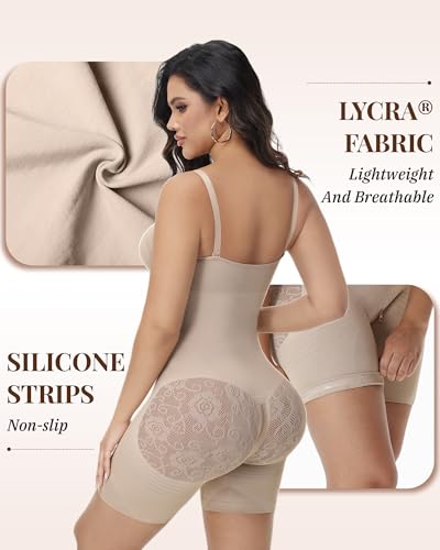 Image of SHAPESHE Shapewear for Women Faja Colombianas Moldeadoras Seamless Bodysuit | Built In Underwire, Short with Nipple Cover,Anti-slip Silicone Strips, Zipper Closure, Tummy Control, Butt Lifting,