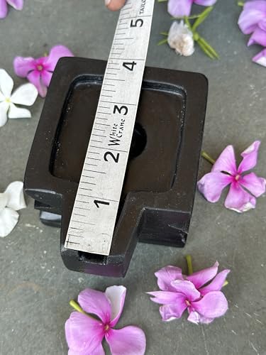 Image of Shivam VASTU AKAL 1.5 inch Original Narmadeshwar Narmada Shivling with 3 inch Narmada Stone Yoni Base Jaladhari (Mahamratunjay Shivling, Black Square Jaladhari)