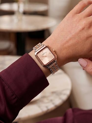 Image of French Connection Bijou Carre | Analog Display | Rose Gold Sunray Dial | Stainless Steel Strap | Watch for Women - FCN0217RTM