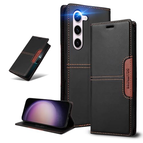 UnivoColors Galaxy S23(SC-51D/SCG19)ケース 手帳型 高級合皮 財布型 携帯カバー RFIDブロッキング カード収納 マグネット開閉 スタンド機能 全面保護 カメラ保護 衝撃吸収(ブラック)