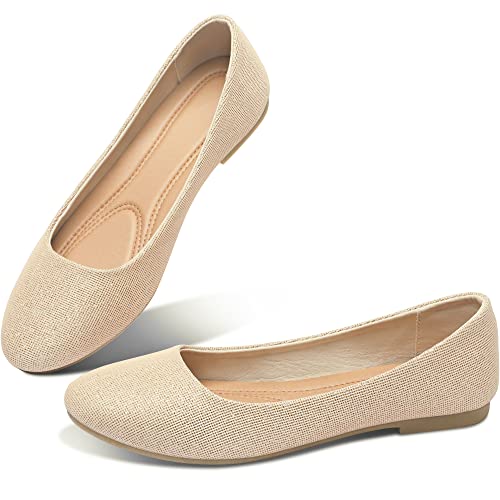 Image of Obtaom Round Toe Women Flat Shoes Slip on Girls Dress Black Ballet Flats