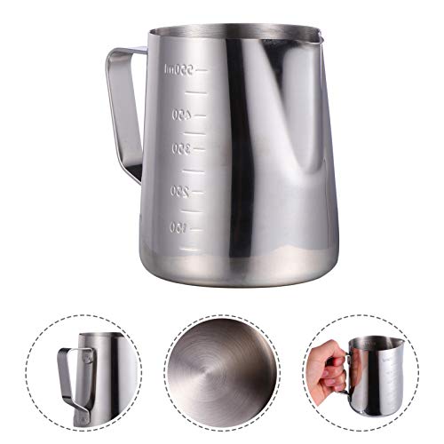 Jarra de espumar de café ULTECHVO de aço inoxidável com alça e medição de escala, jarra de medição c