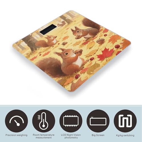 Báscula de baño digital con diseño ardilla y vidrio templado miniatura 3