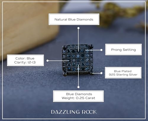 Dazzlingrock Collection 0.25 Carat (ctw) Round Diamond 7.4mm Hip Hop Iced Out Stud Earring (1 Pc Only) in Black & Blue Plated 925 Sterling Silver, Unisex Design Ladies, Mens Real Diamond Earrings4