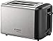 Produktbild Bosch TAT3P420DE DesignLine Kompakt-Toaster, Auftau/Aufwärmfunktion, versenkbarer Brötchenaufsatz, Abschaltautomatik, 970 W, Edelstahl/schwarz