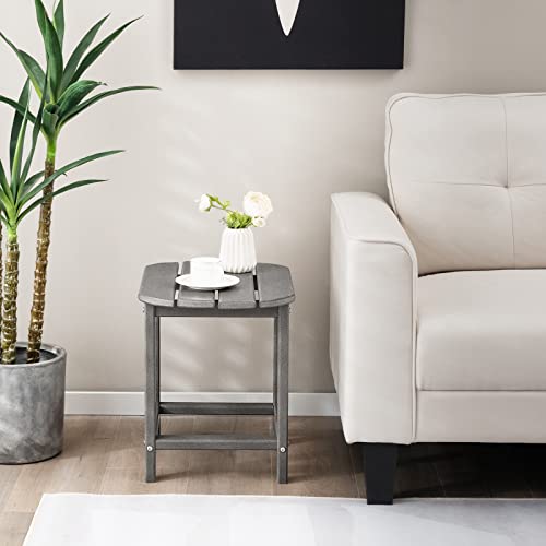 Giantex 2Pcs Outdoor Side Table - 18" Patio Adirondack Table, Weather Resistant, 200 Lbs Capacity, Small Outside Tea Table For Patio, Backyard, Poolside, Garden, Balcony Beside End Tables(2, Gray) #TOP1