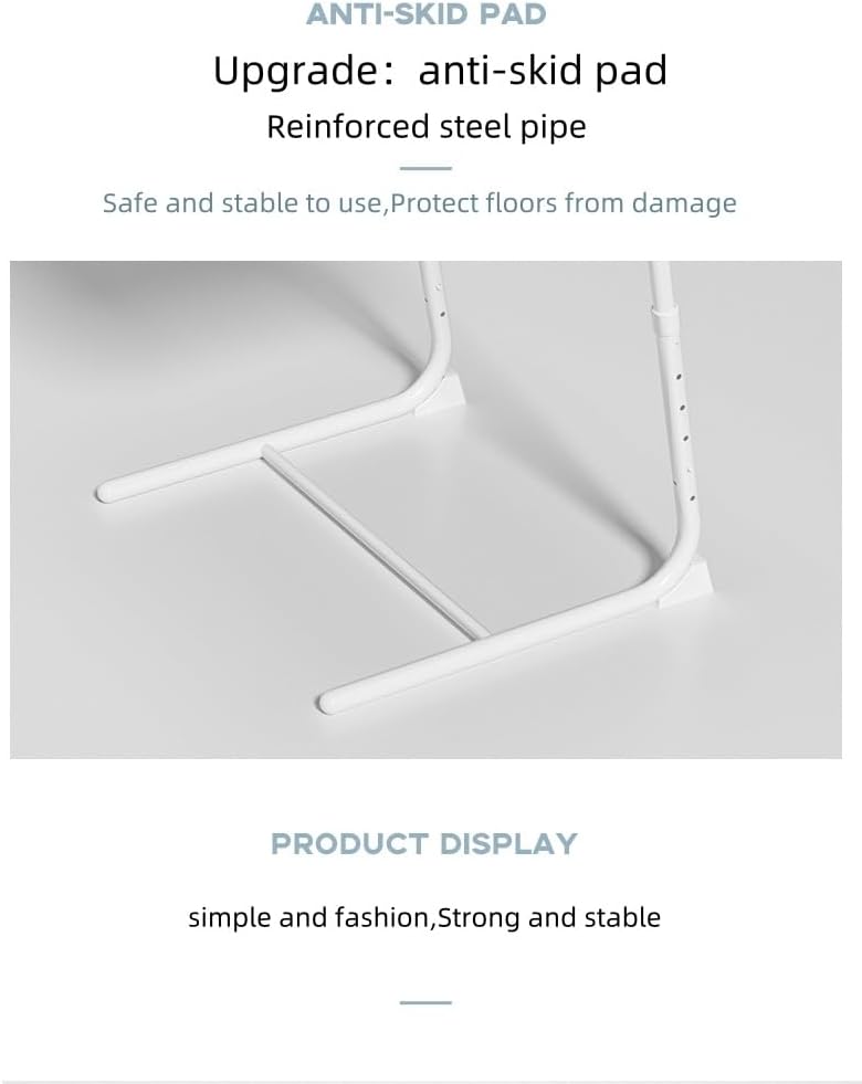 Generic Z&W Adjustable TV Tray Table-Dinner Tray on Bed & Sofa, Comfortable Folding Table with 6 Height & 3 Tilt Angle,w/Cup Holder, Eating on Couch, Laptop,Black White (White)