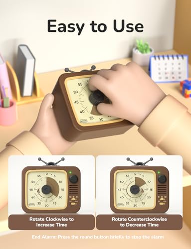 Image of LIORQUE Visual Timer for Kids with Pause, 60 Minute Countdown Timer, Brown