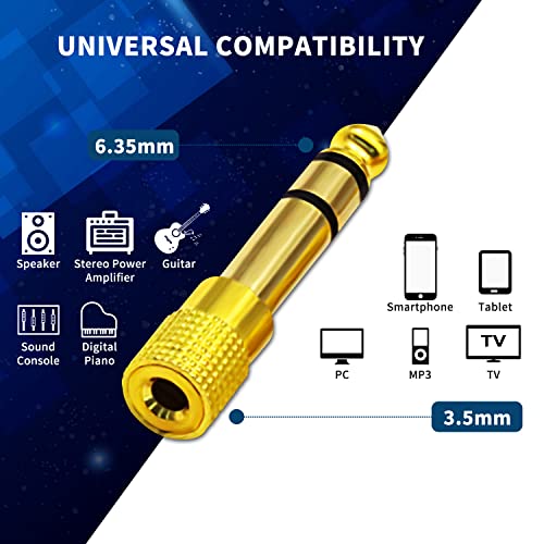 V Telesky Audio Jack Adapter 6.35Mm 1/4 Male To 3.5Mm 1/8 Female Mono Audio Mic Plug Adapter Jack And 3.5 Mm Male Plug To 6.35 Mm Female Jack For Headphone, Microphone (8-Pack Gold Plated) #TOP5