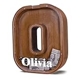 JOOMLAFLY Personalized Wooden Letter Piggy Bank for Kids Larger Letter Piggy Bank for Boys and Girls Initial Coin Bank Customized Piggy Bank Perfect Wood Kids Money Bank for Birthday and Festival