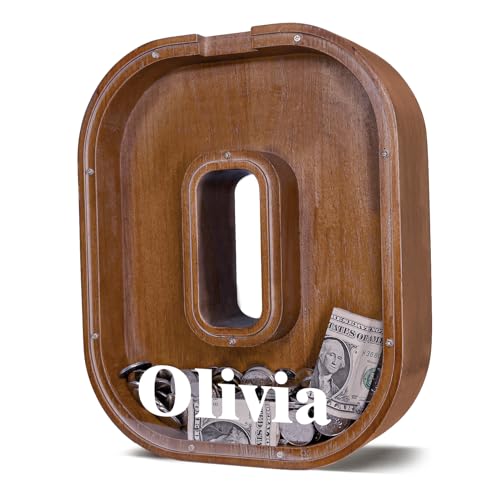 JOOMLAFLY Personalized Wooden Letter Piggy Bank for Kids Larger Letter Piggy Bank for Boys and Girls Initial Coin Bank Customized Piggy Bank Perfect Wood Kids Money Bank for Birthday and Festival