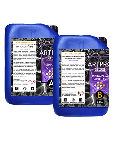 8.5 Kg Art Pro Deluxe Epoxi Resina: Ideal Para Superficies Inclinadas, Verticales, Para Recubrimientos, Posavasos, Bandejas - Certificación Atóxica - Asistencia Técnica En Español - 100% Made in Italy Cover