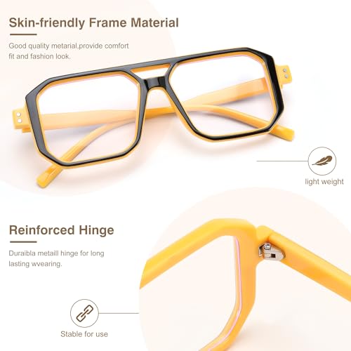 Image of FEISEDY Blue Light Blocking Glasses, Aviator Frame Computer Reading /Gaming /TV /Phones Glasses for Women Men B0165