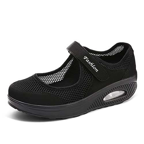 ihinzry Women's Mesh Air Cushion Nurse Shoes Comfortable Casual Wedges Walking Shoes Non-Slip Fashion Breathable Sneakers