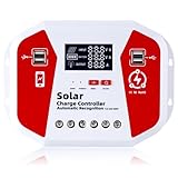 60A Laderegler Solar 12V/24V/48V, Mit LED-Display, 4 USB-Anschlüssen, Solarpanel-Regler Intelligente PWM, Vollständiges 3-Stufen-Lademanagement Für AGM/Lifepo4/NCM Im Wohnmobil Solar System